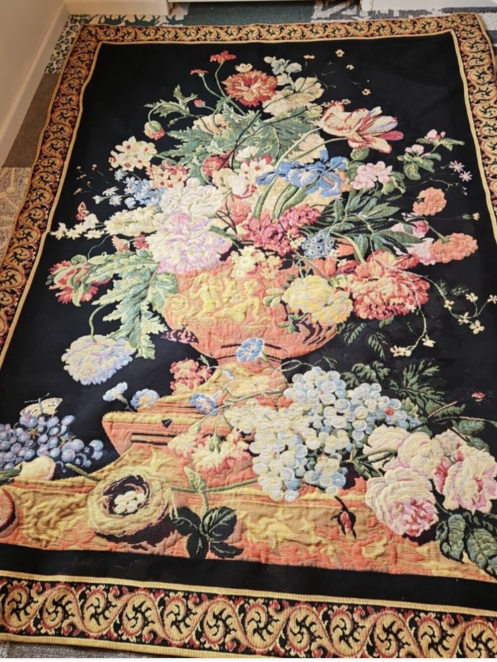 Vintage Tapestry Dutch Floral Still Life Tapestries Ltd High Point NC 84.5 X 60"